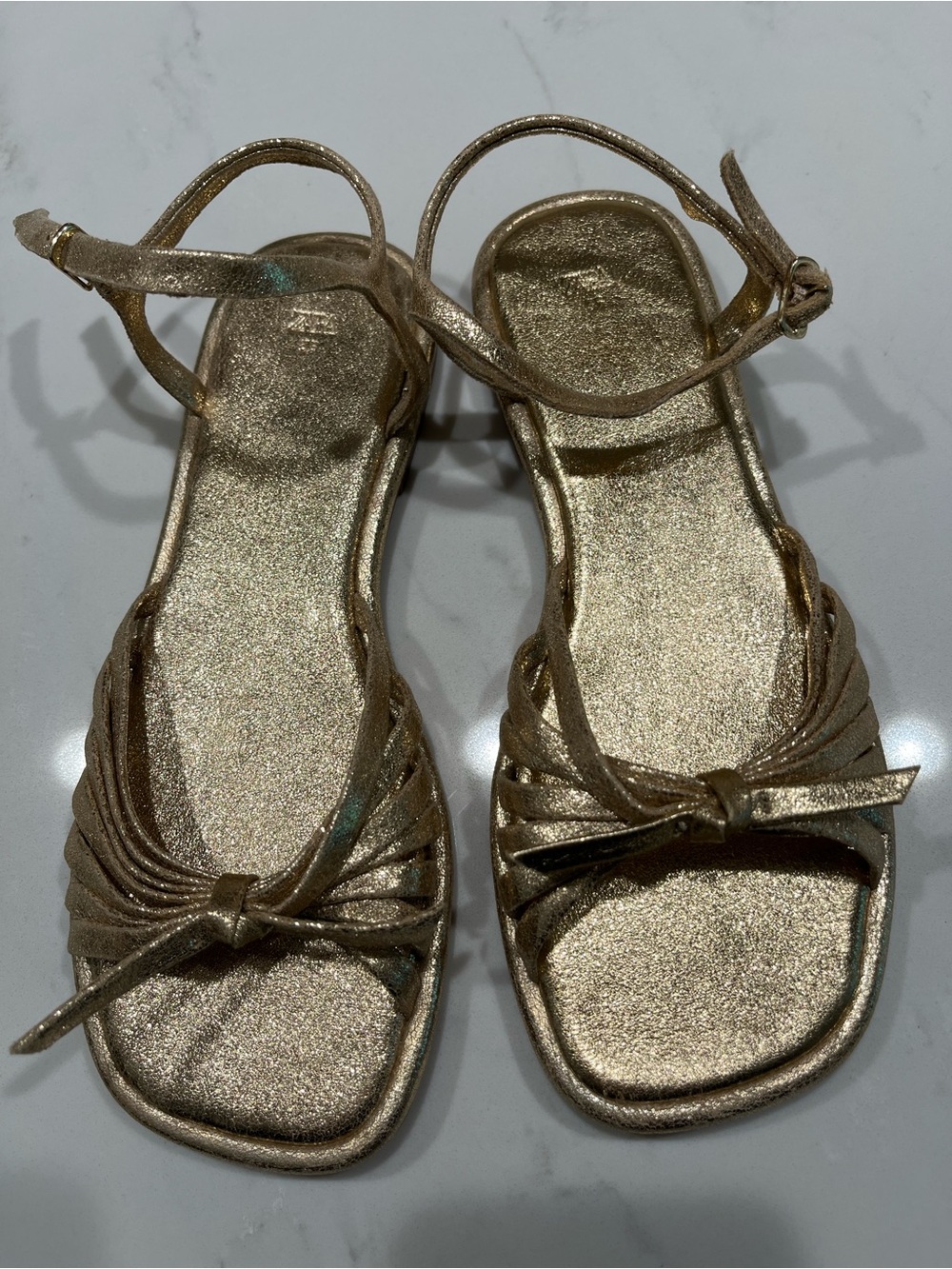 Zara Gold Strappy Knot Sandals - Women